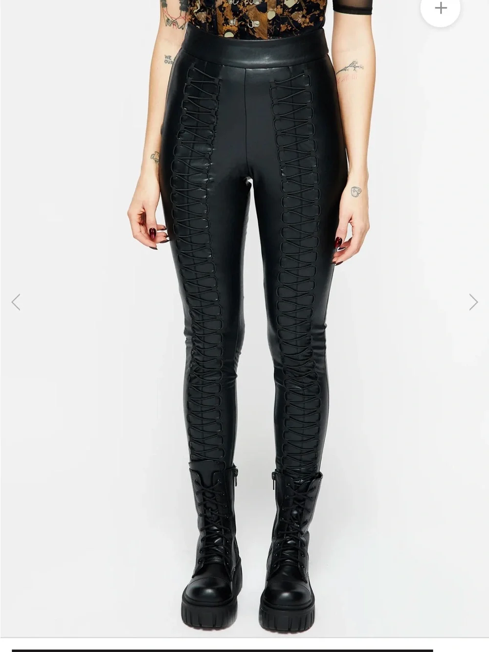 Disturbia Black Lace-Up Faux Leather Leggings - Picture 4 of 14